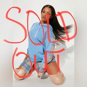 Blue Plaid Oversized Hoodie